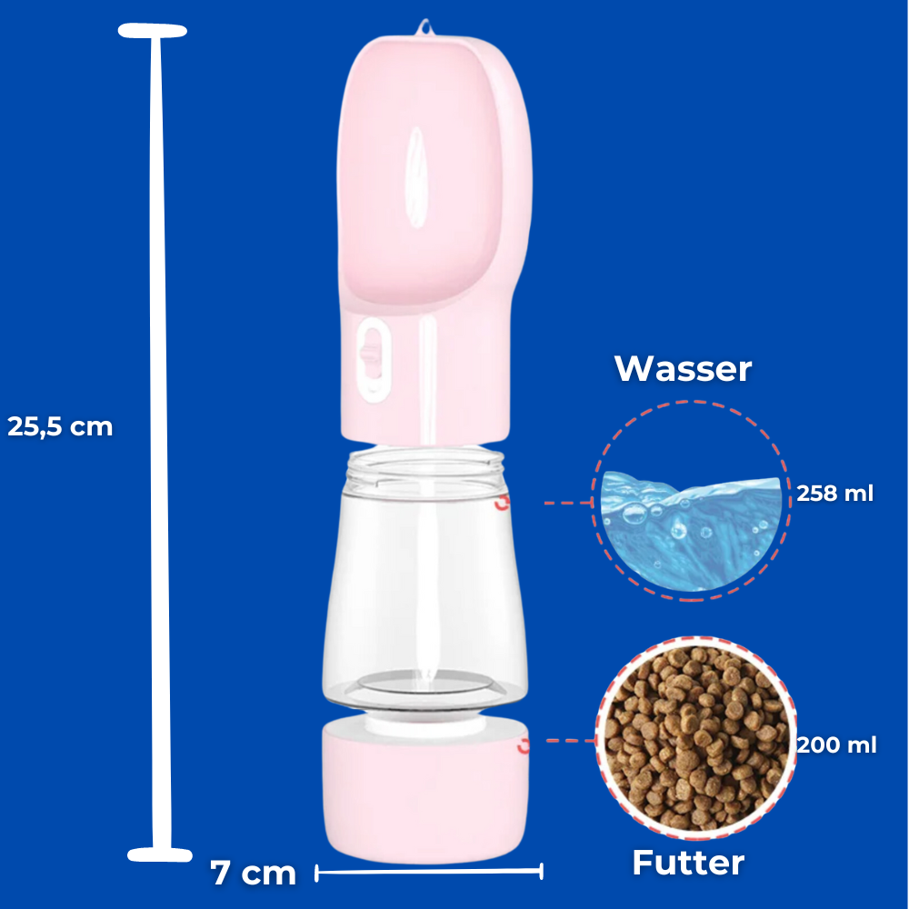 AquaPaws - Trink- und Futterflasche für deine Fellnase.